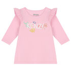 طقم ليغينز بنات بالشعار باللون الوردى, 1, hi-res